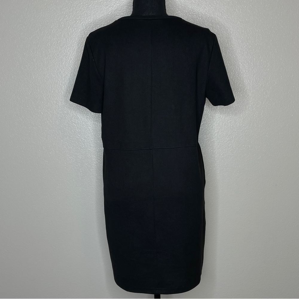 Zara Faux Suede‎ Black Midi Dress with Pockets Size M - Picture 4 of 9